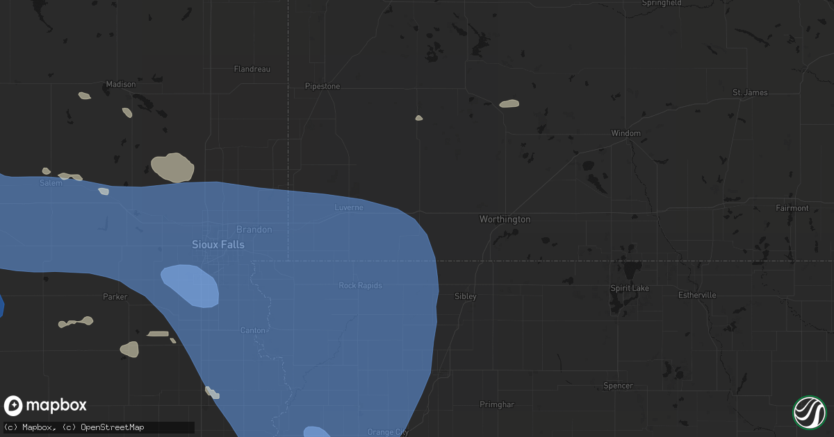 Hail map in Adrian, MN on July 25, 2026
