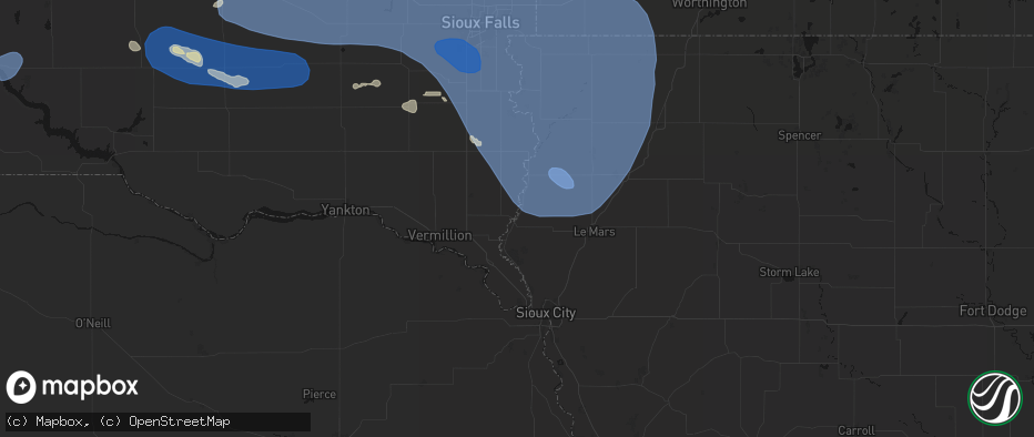 Hail map in Akron, IA on July 25, 2026