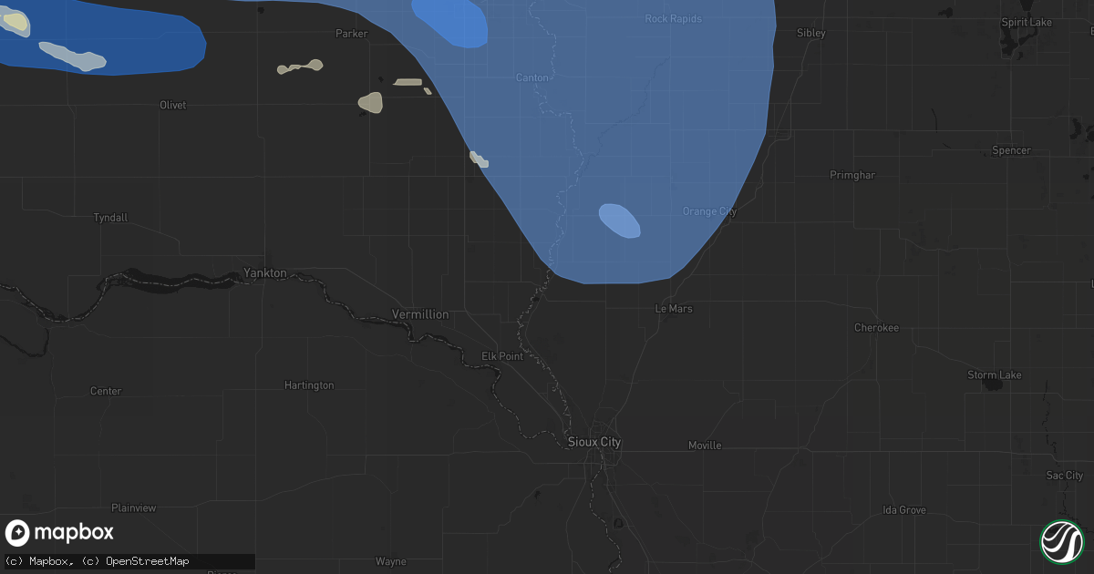 Hail map in Akron, IA on July 25, 2026