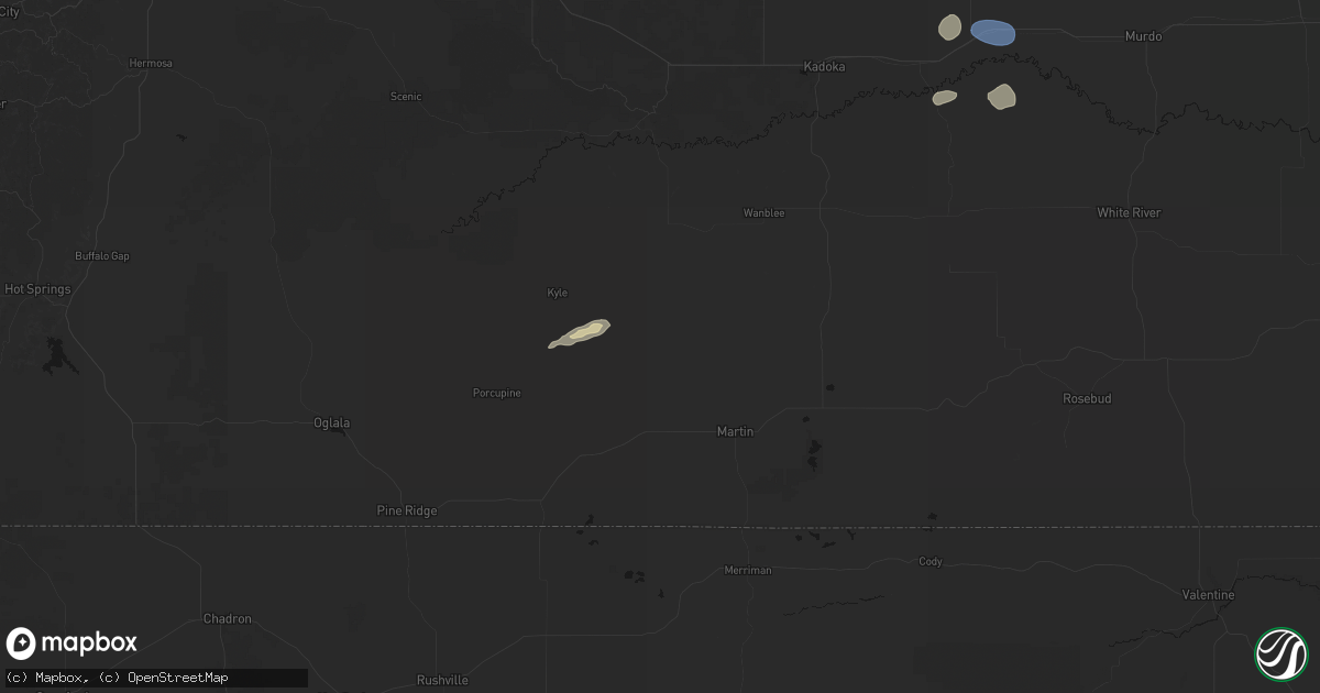 Hail map in Allen, SD on July 25, 2026