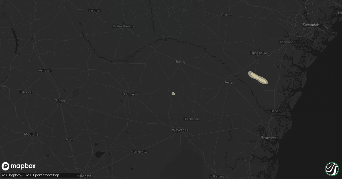 Hail map in Alma, GA on July 25, 2026