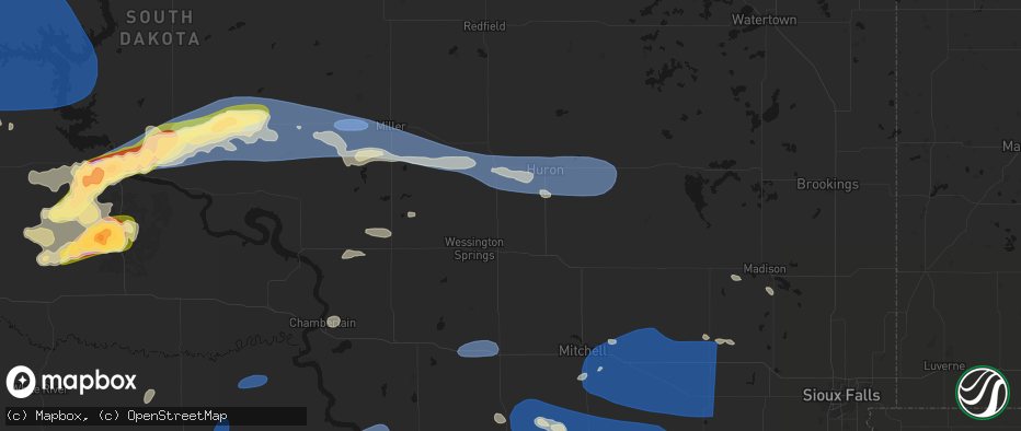 Hail map in Alpena, SD on July 25, 2026