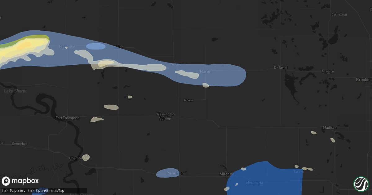 Hail map in Alpena, SD on July 25, 2026