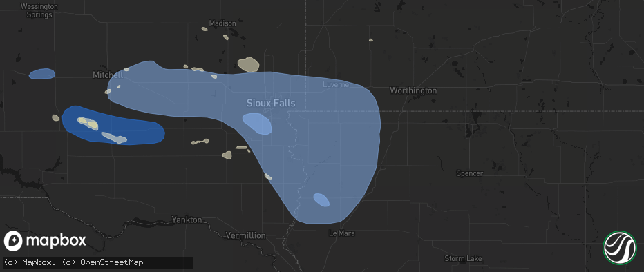 Hail map in Alvord, IA on July 25, 2026