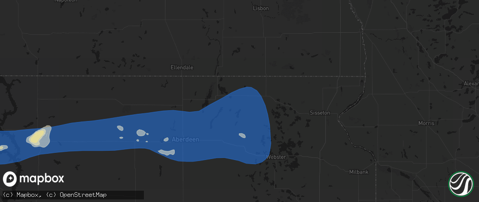 Hail map in Amherst, SD on July 25, 2026