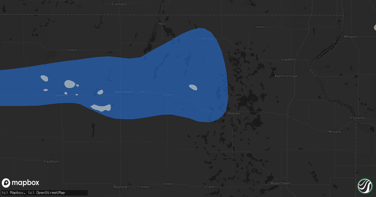 Hail map in Andover, SD on July 25, 2026