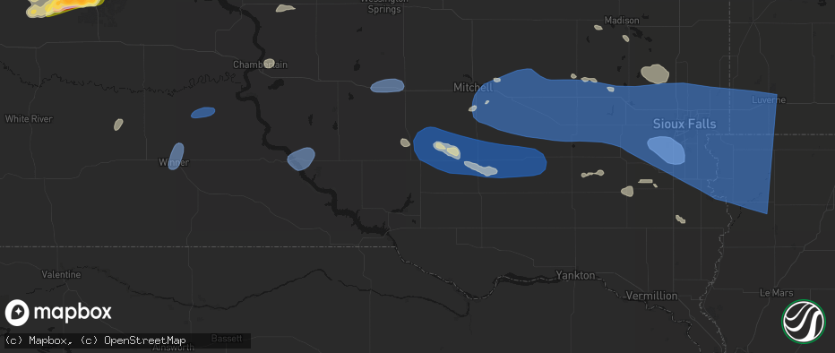 Hail map in Armour, SD on July 25, 2026
