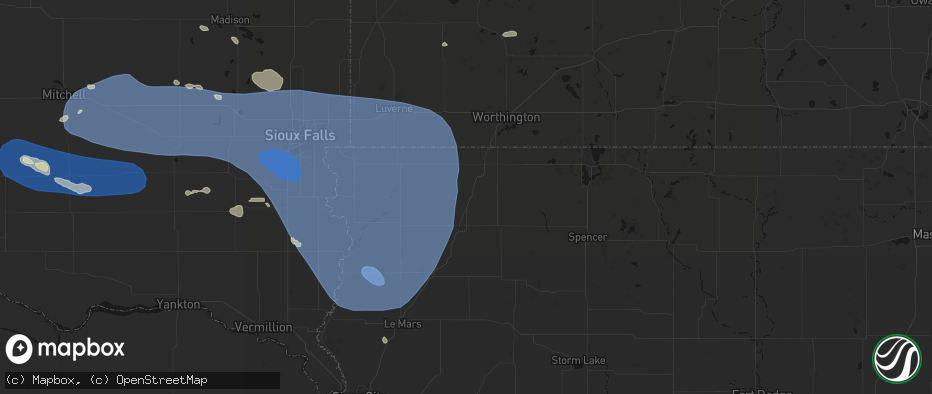Hail map in Ashton, IA on July 25, 2026