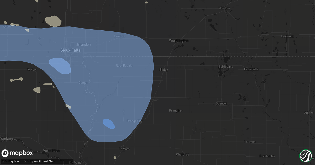 Hail map in Ashton, IA on July 25, 2026