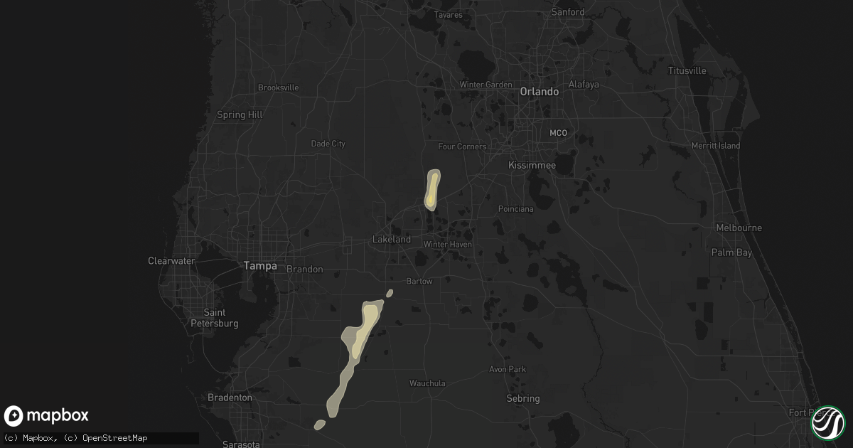Hail map in Auburndale, FL on July 25, 2026