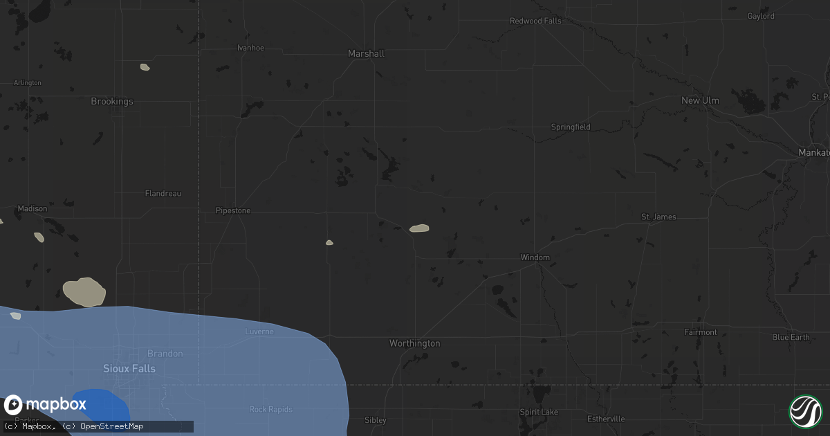 Hail map in Avoca, MN on July 25, 2026