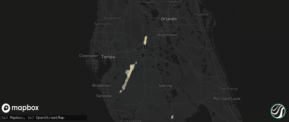 Hail map in Bartow, FL on July 25, 2026