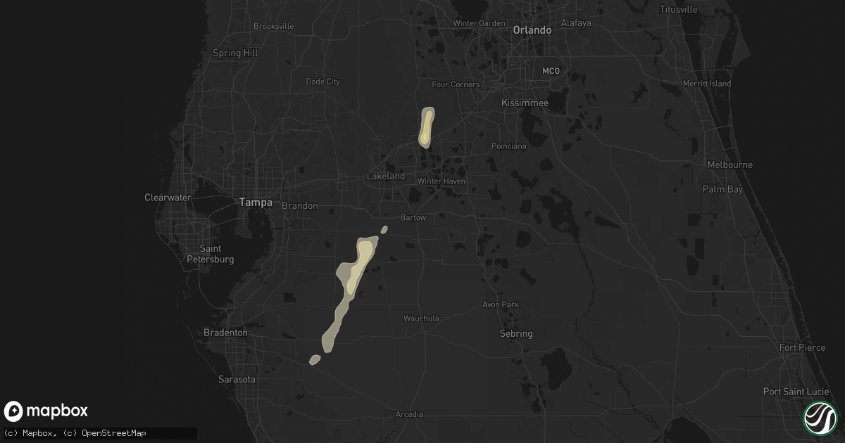 Hail map in Bartow, FL on July 25, 2026