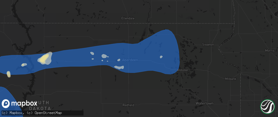 Hail map in Bath, SD on July 25, 2026