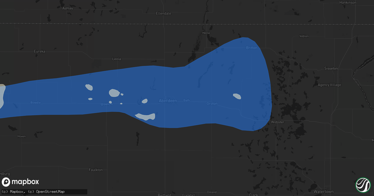 Hail map in Bath, SD on July 25, 2026