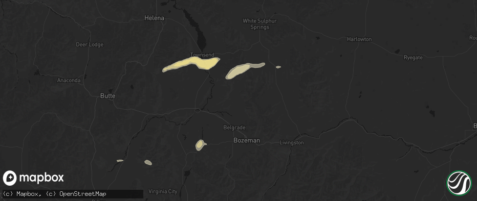 Hail map in Belgrade, MT on July 25, 2026