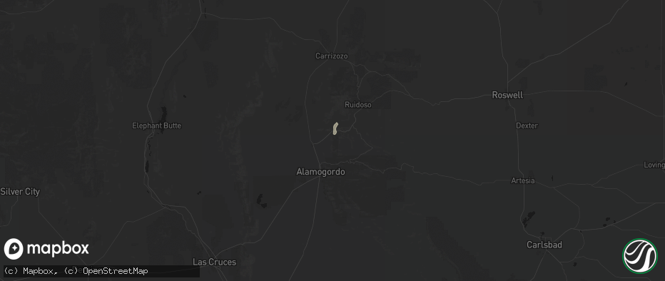 Hail map in Bent, NM on July 25, 2026