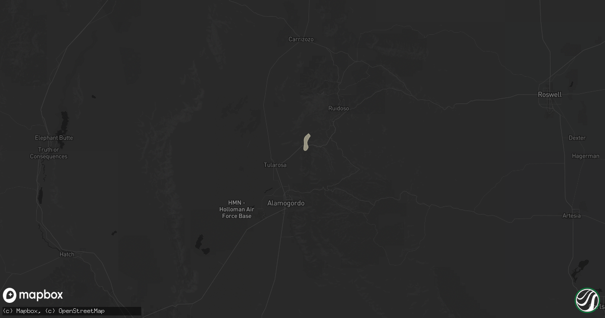 Hail map in Bent, NM on July 25, 2026