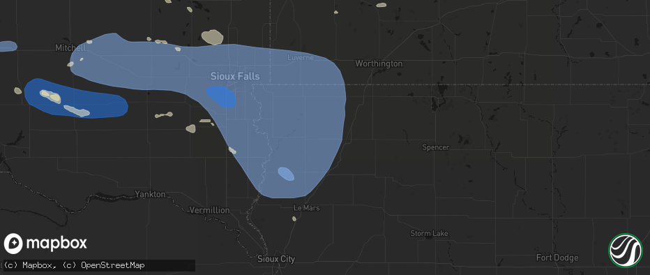 Hail map in Boyden, IA on July 25, 2026