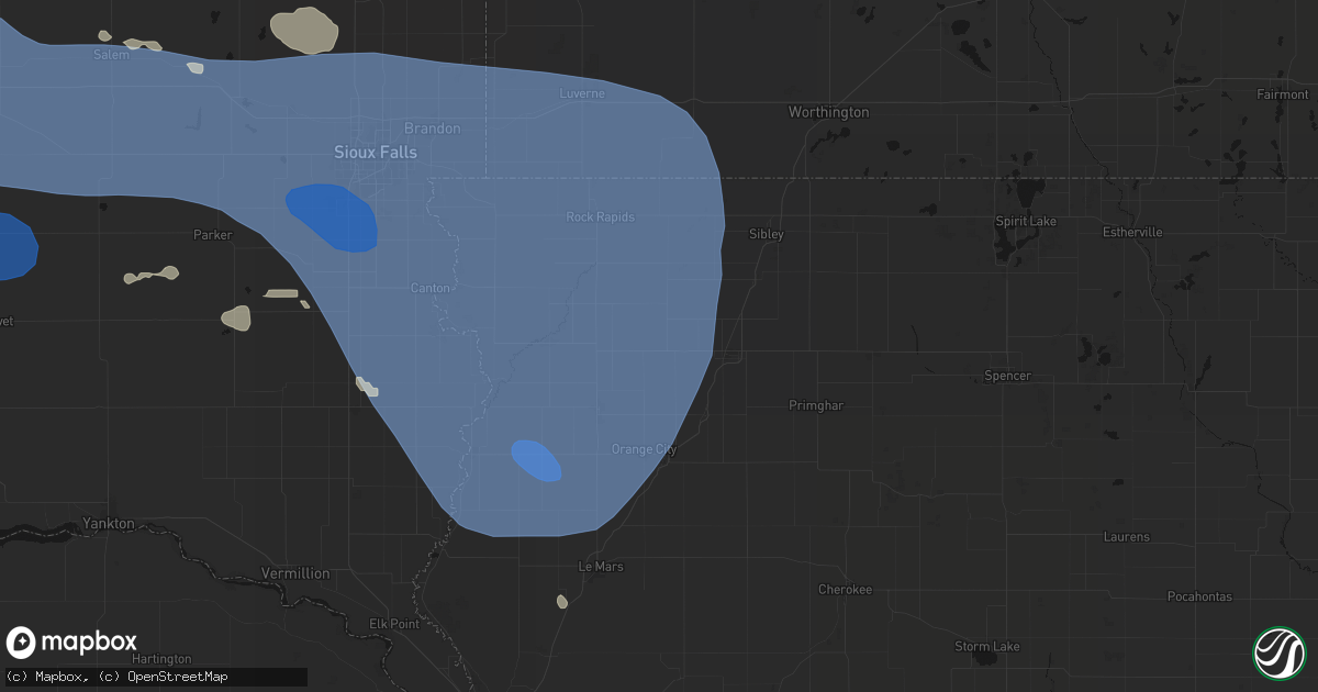 Hail map in Boyden, IA on July 25, 2026