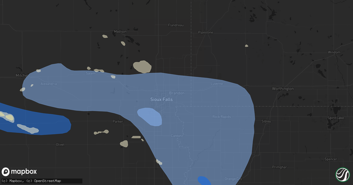Hail map in Brandon, SD on July 25, 2026