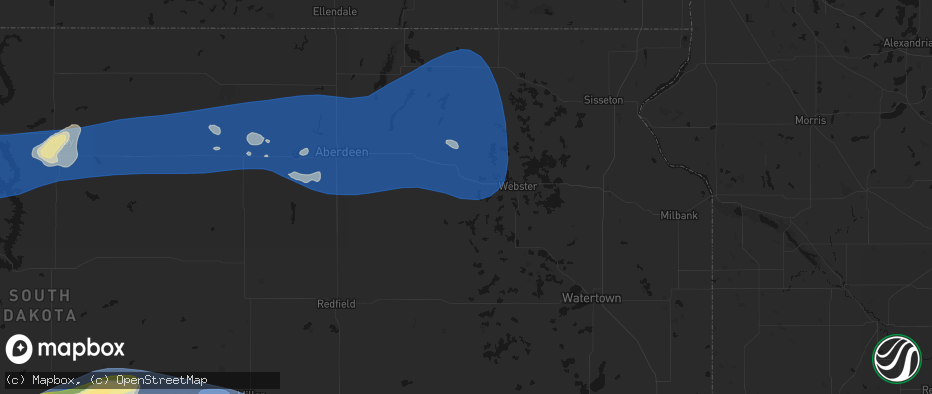 Hail map in Bristol, SD on July 25, 2026