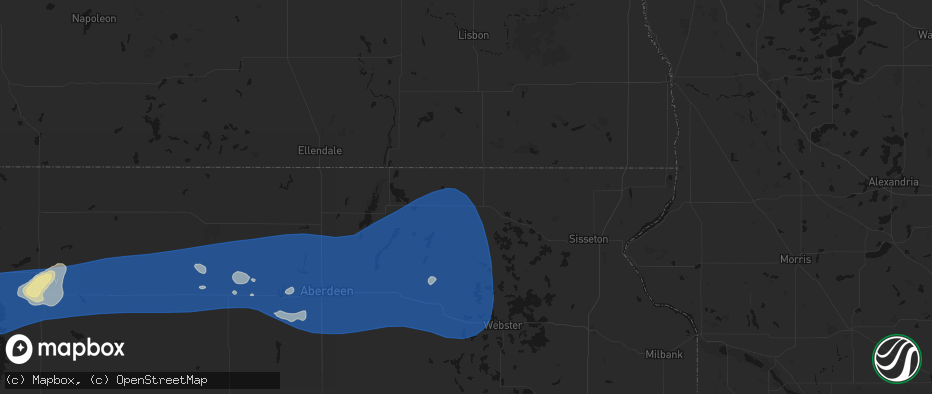 Hail map in Britton, SD on July 25, 2026