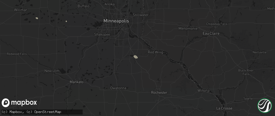 Hail map in Cannon Falls, MN on July 25, 2026