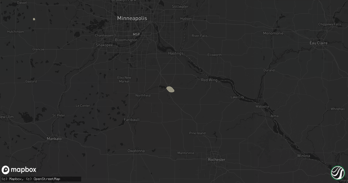 Hail map in Cannon Falls, MN on July 25, 2026