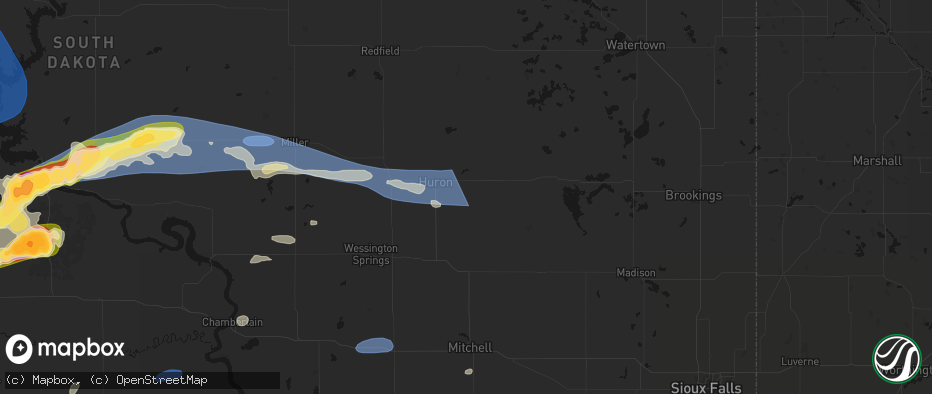 Hail map in Cavour, SD on July 25, 2026