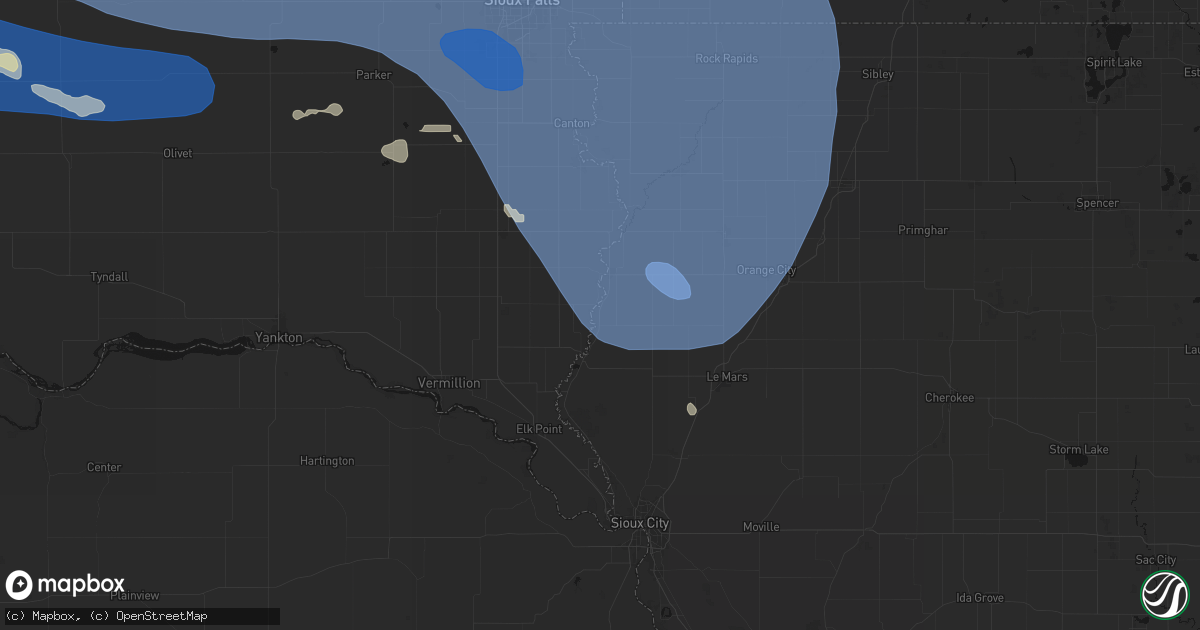 Hail map in Chatsworth, IA on July 25, 2026