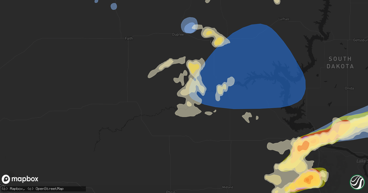 Hail map in Cherry Creek, SD on July 25, 2026