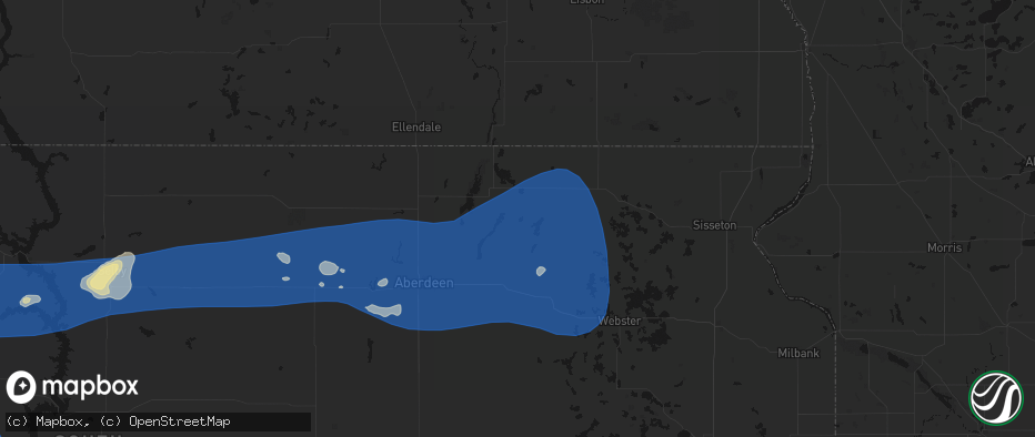 Hail map in Claremont, SD on July 25, 2026
