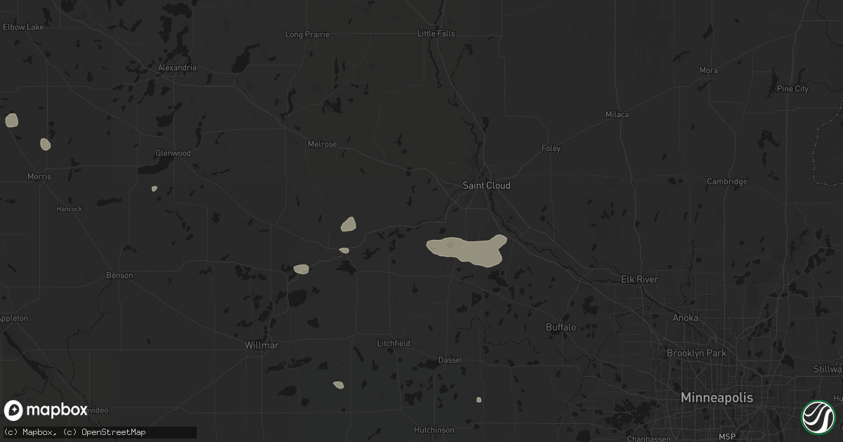 Hail map in Cold Spring, MN on July 25, 2026
