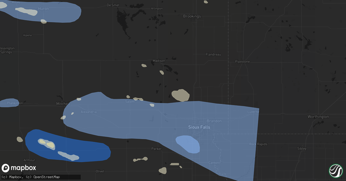 Hail map in Colton, SD on July 25, 2026