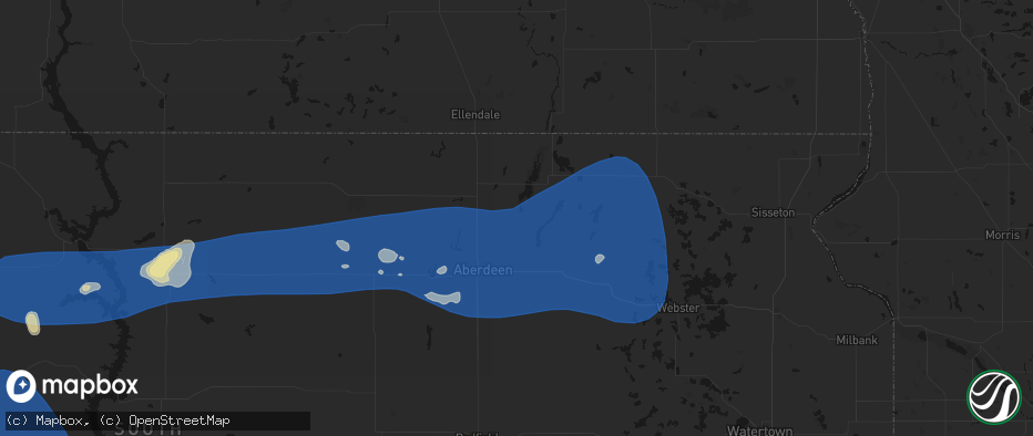 Hail map in Columbia, SD on July 25, 2026