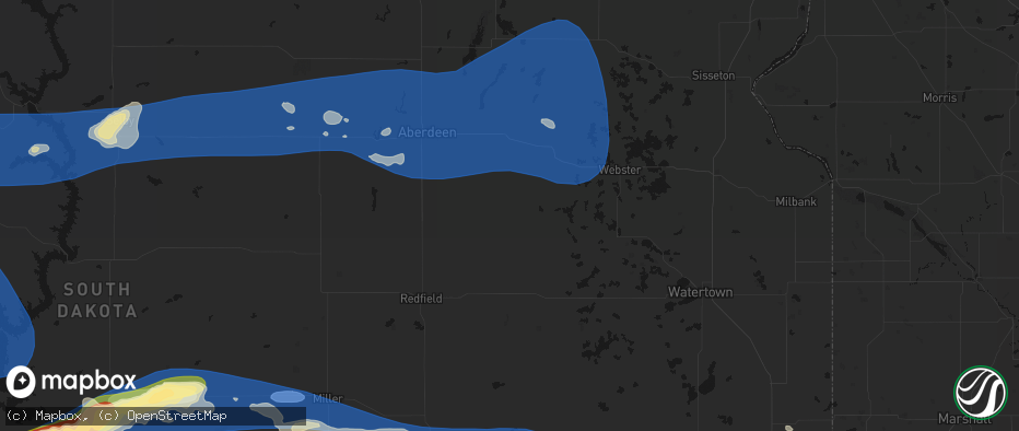 Hail map in Conde, SD on July 25, 2026