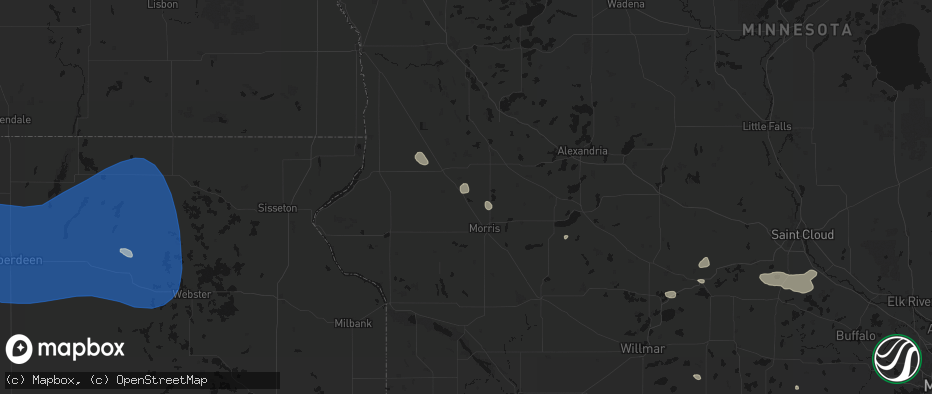 Hail map in Donnelly, MN on July 25, 2026