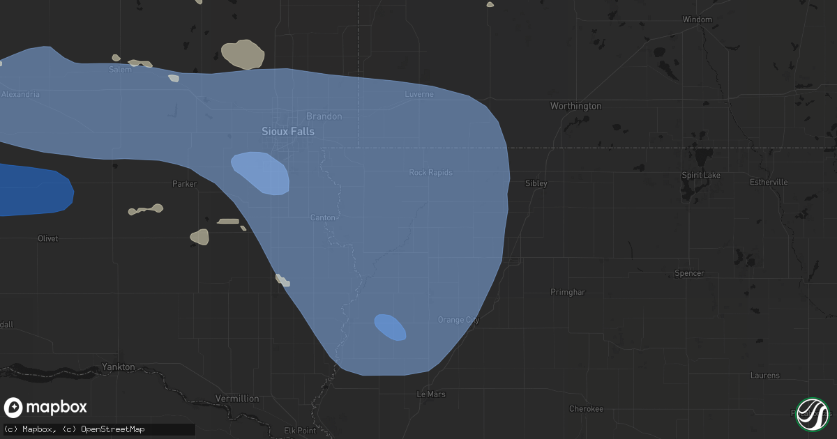 Hail map in Doon, IA on July 25, 2026