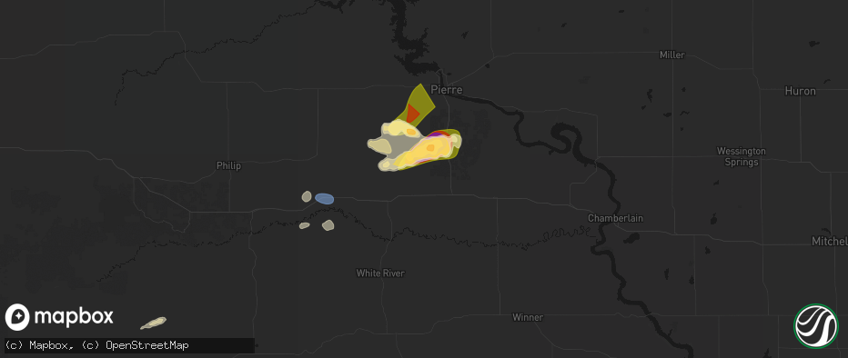 Hail map in Draper, SD on July 25, 2026