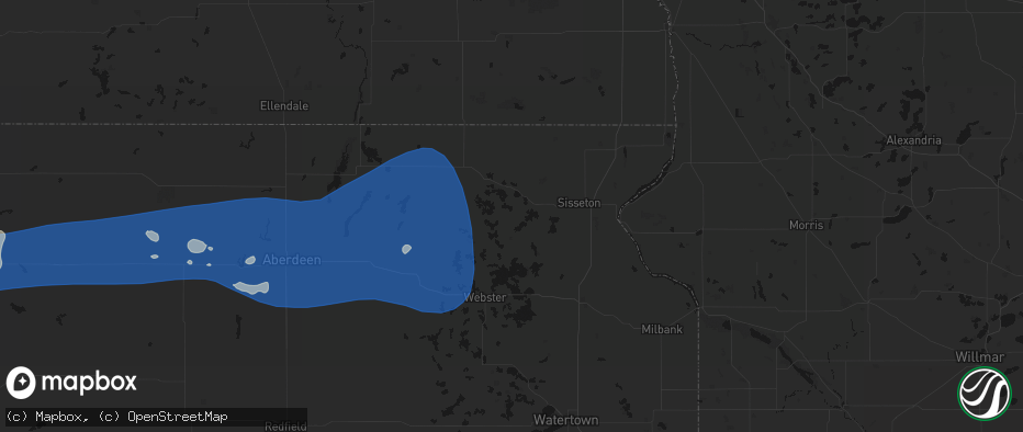 Hail map in Eden, SD on July 25, 2026