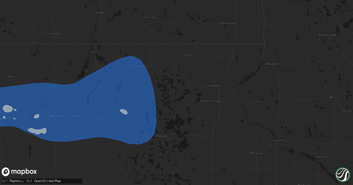 Hail map in Eden, SD on July 25, 2026