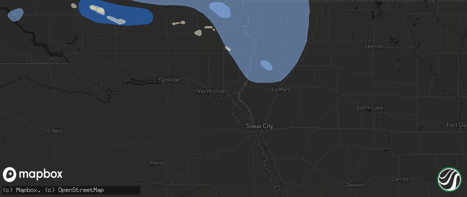 Hail map in Elk Point, SD on July 25, 2026