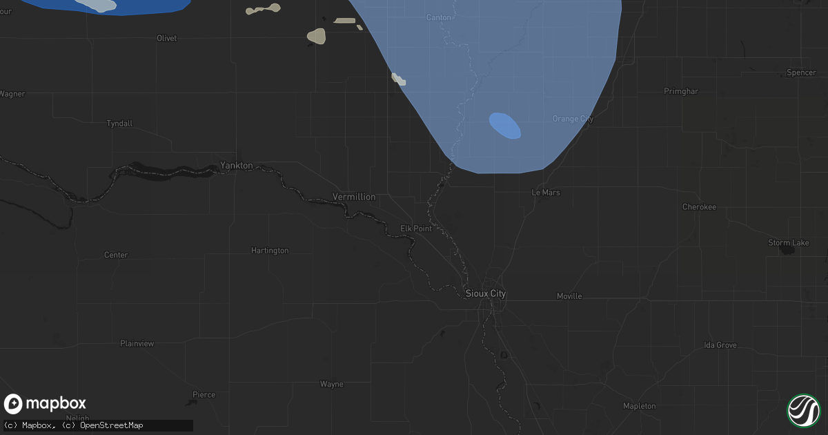 Hail map in Elk Point, SD on July 25, 2026