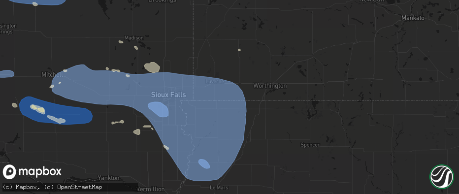 Hail map in Ellsworth, MN on July 25, 2026