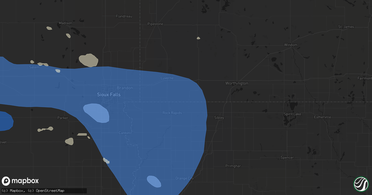 Hail map in Ellsworth, MN on July 25, 2026
