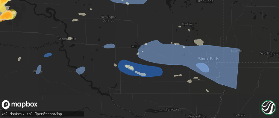 Hail map in Ethan, SD on July 25, 2026