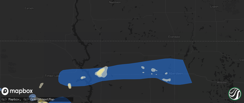 Hail map in Eureka, SD on July 25, 2026