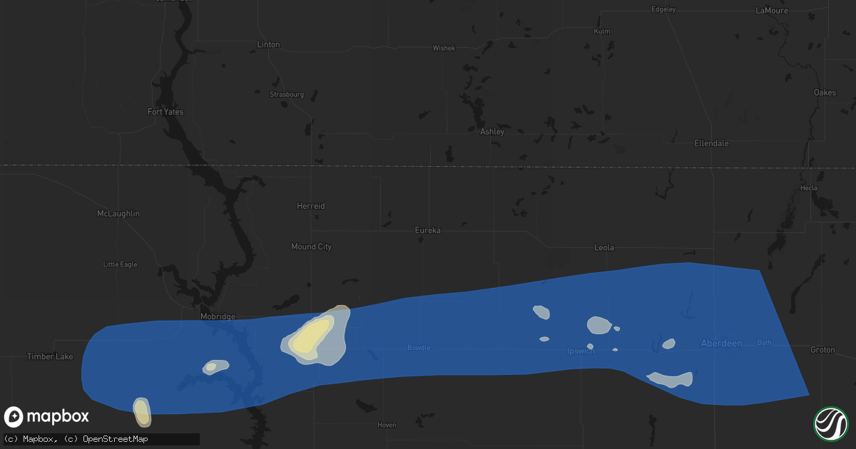 Hail map in Eureka, SD on July 25, 2026