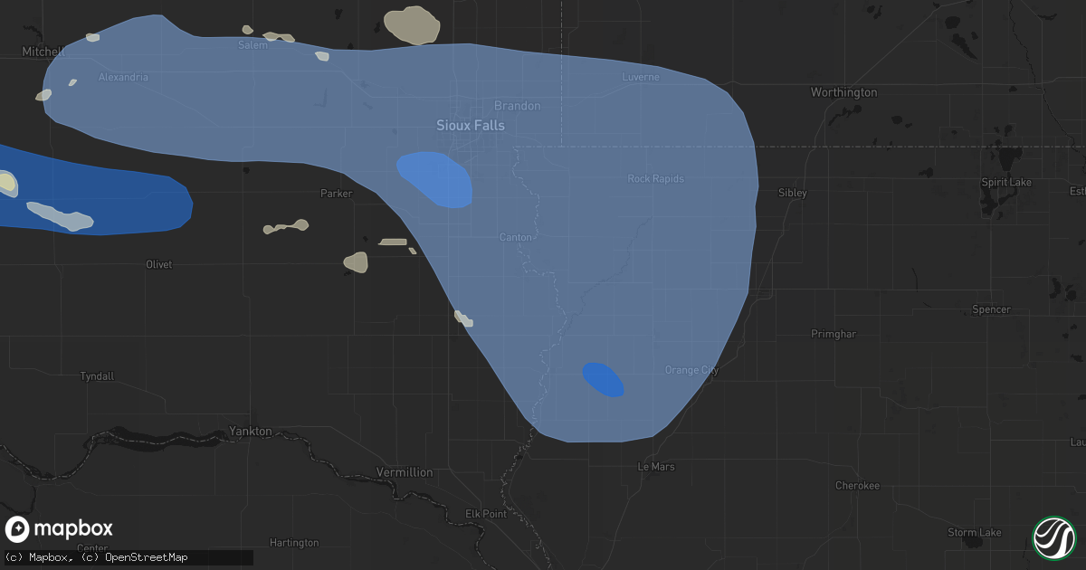 Hail map in Fairview, SD on July 25, 2026